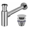 REA-A5693 - Sifón para lavabo con válvula CLICK-CLACK, Ø 6,4 cm, cromo brillante
