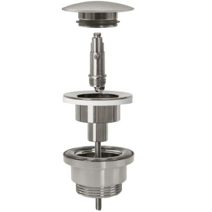 REA-A6000 - Desagüe CLICK-CLACK para lavabo, Ø 6,4 cm, níquel cepillado