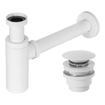 REA-A6952 - Sifón para lavabo con válvula CLICK-CLACK, diámetro 6,4 cm, blanco