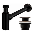 REA-A8536 - Sifón para lavabo con desagüe CLICK-CLACK, diámetro 6,4 cm, negro