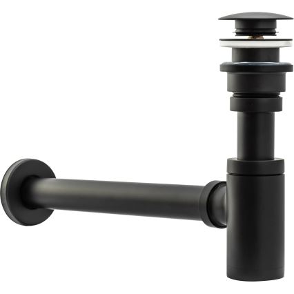 REA-A8536 - Sifón para lavabo con desagüe CLICK-CLACK, diámetro 6,4 cm, negro