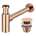 REA-A8541 - Sifón para lavabo con válvula CLICK-CLACK, Ø 6,4 cm, oro rosa