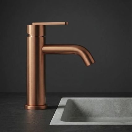 REA-B0970 - Grifo de lavabo ONTARIO de 17,5 cm, acabado en cobre cepillado