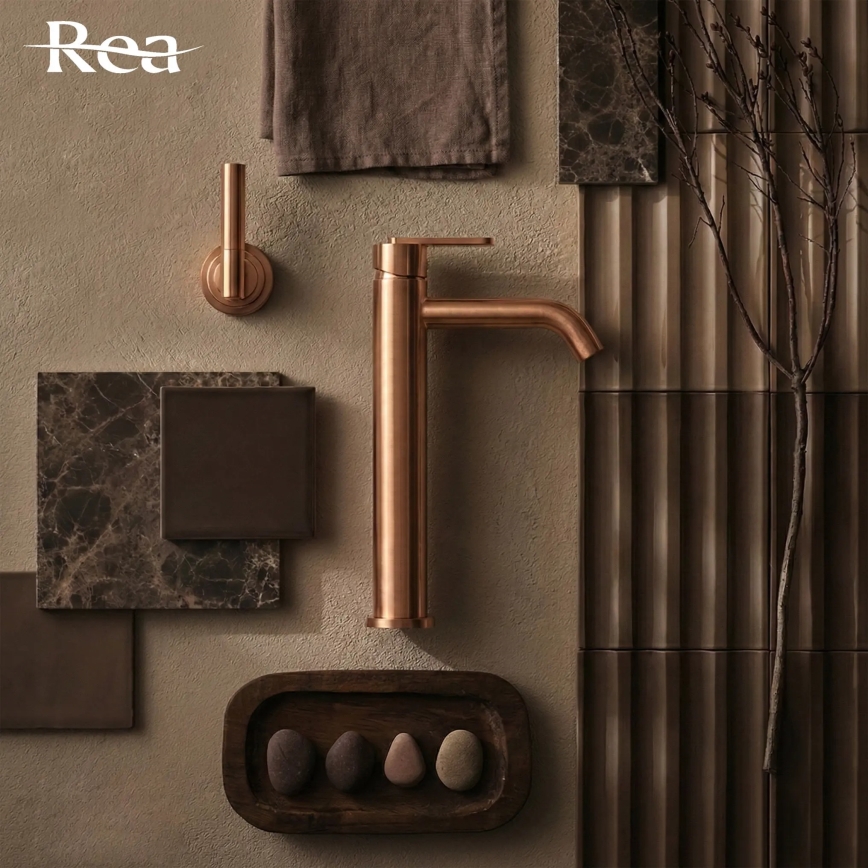 REA-B0971 - Grifo para lavabo ONTARIO 30 cm, cobre cepillado