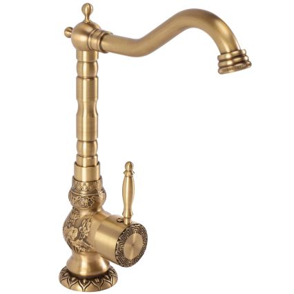 REA-B2500 - Grifo de lavabo VENICE RETRO 32 cm, acabado oro cepillado