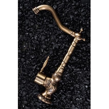 REA-B2500 - Grifo de lavabo VENICE RETRO 32 cm, acabado oro cepillado