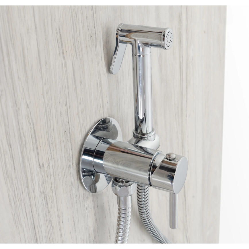 REA-B4106 - Grifo de bidé con rociador para instalación empotrada LUNGO, cromo brillante