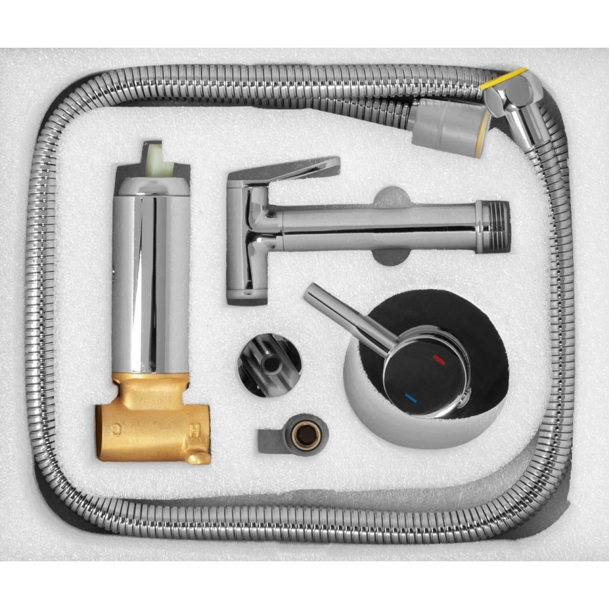 REA-B4106 - Grifo de bidé con rociador para instalación empotrada LUNGO, cromo brillante