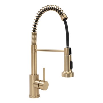 REA-B4821 - Grifo para fregadero con rociador extraíble COLIN 42,5 cm, acabado oro cepillado