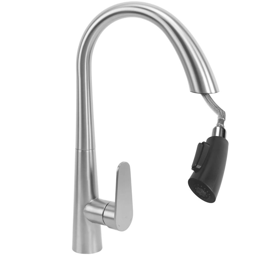 REA-B5314 - Grifo de fregadero con rociador extraíble ROSS 43 cm, níquel