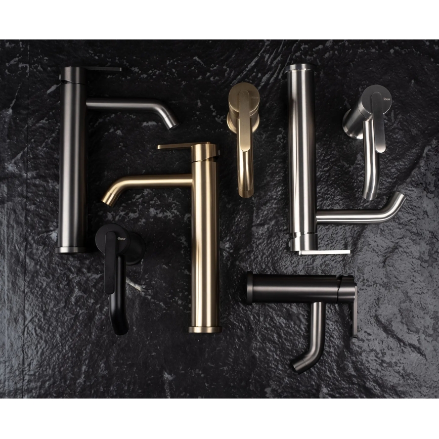 REA-B5505 - Grifo de lavabo ONTARIO 17,5 cm, acabado dorado cepillado