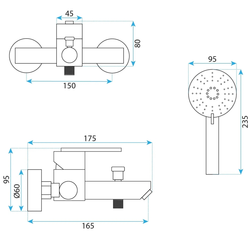 REA-B5513 - Set de grifería para bañera ONTARIO oro cepillado