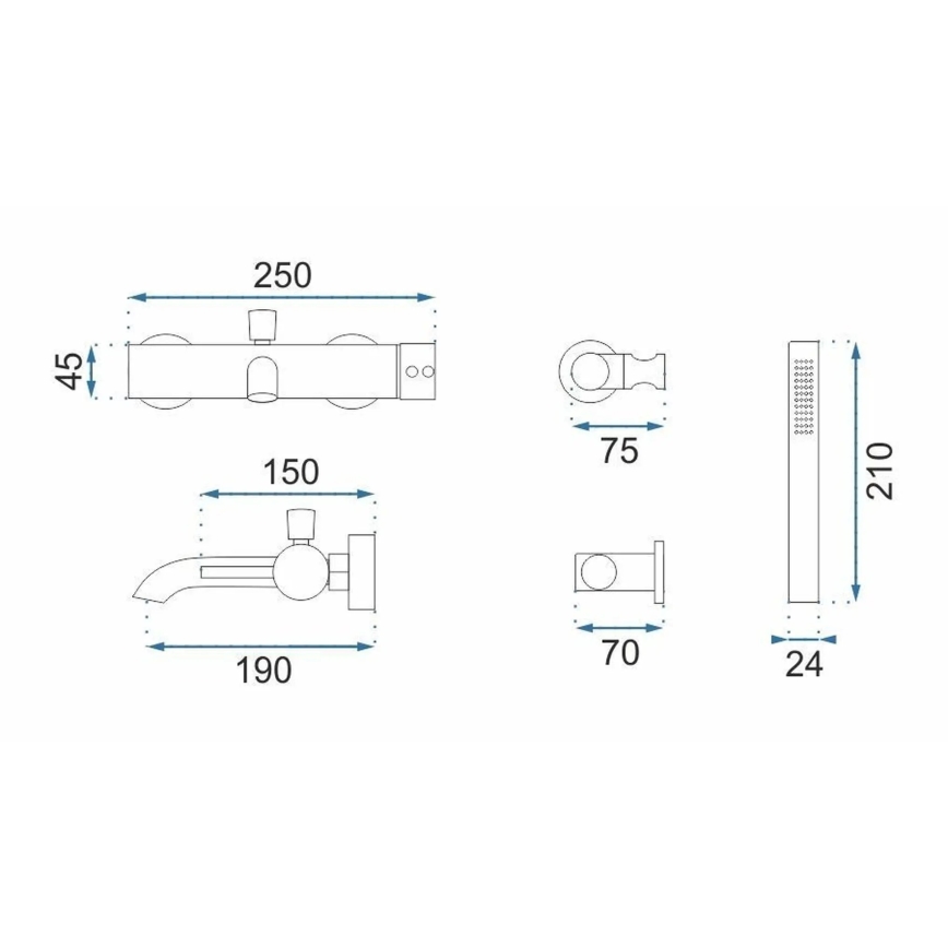 REA-B6384 - Conjunto de bañera LUNGO titanio