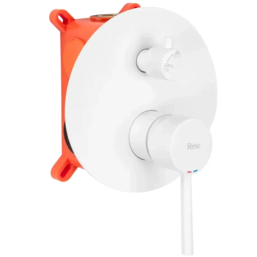 REA-B6440 - Juego de bañera con grifería empotrada LUNGO blanco mate