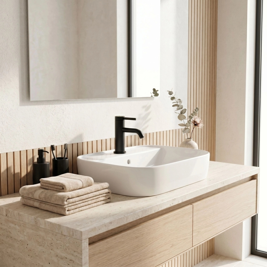 REA-B6531 - Grifo de lavabo RIVO 16,5 cm negro
