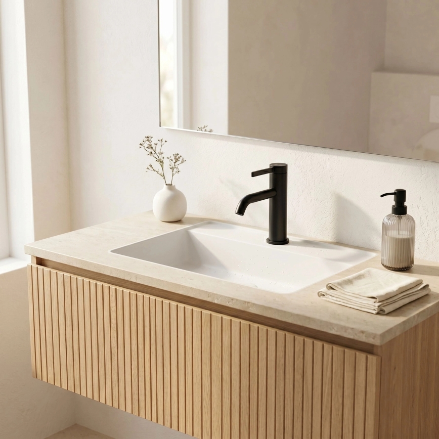 REA-B6531 - Grifo de lavabo RIVO 16,5 cm negro