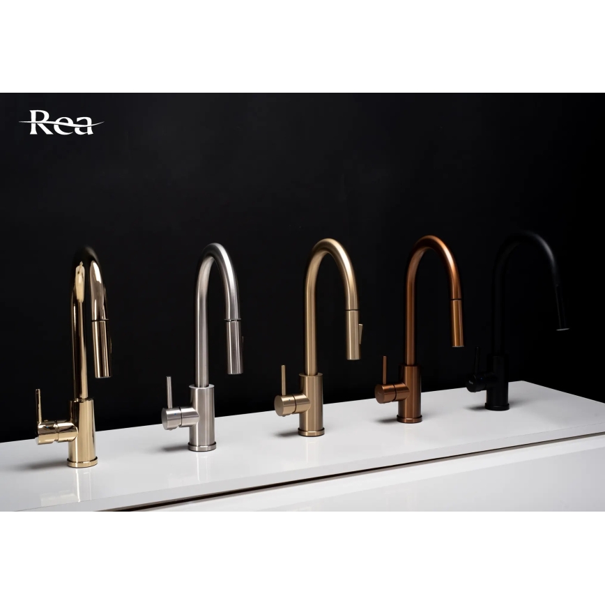 REA-B6560 - Grifo de cocina con rociador extraíble FRESH de 45 cm, acabado en cobre cepillado