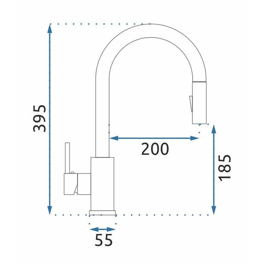 REA-B6560 - Grifo de cocina con rociador extraíble FRESH de 45 cm, acabado en cobre cepillado