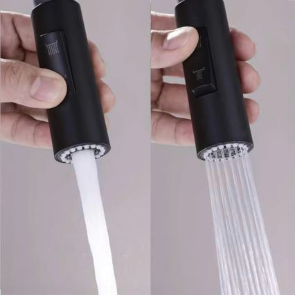 REA-B7564 - Grifo de fregadero con cabezal extraíble y sistema de filtración ECO FRESH, 37,5 cm, negro mate