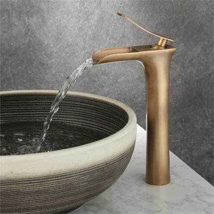 REA-B8120 - Grifo de lavabo LAGUNA, 30 cm, acabado oro cepillado