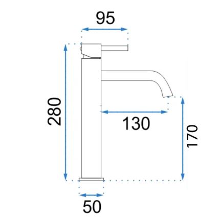 REA-B8988 - Grifo de lavabo LUNGO 28 cm acabado en cobre cepillado