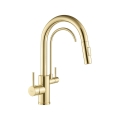 REA-B8989 - Grifo de fregadero con rociador extraíble y filtro ECO FRESH, 37,5 cm, dorado