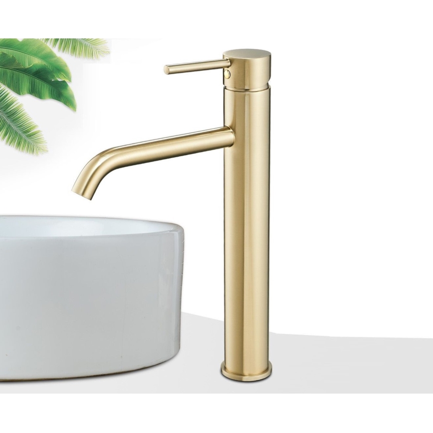 REA-B9409 - Grifo de lavabo LUNGO 28 cm, acabado dorado