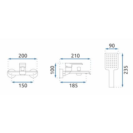 REA-B9967 - Conjunto para bañera HASS negro mate