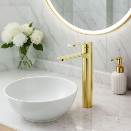 REA-B9983 - Grifo de lavabo STORM 29,5 cm dorado