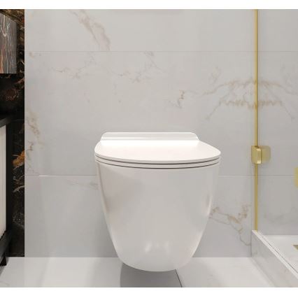 REA-C1400 - Inodoro suspendido con asiento CARTER RIMLESS, cerámica/blanco