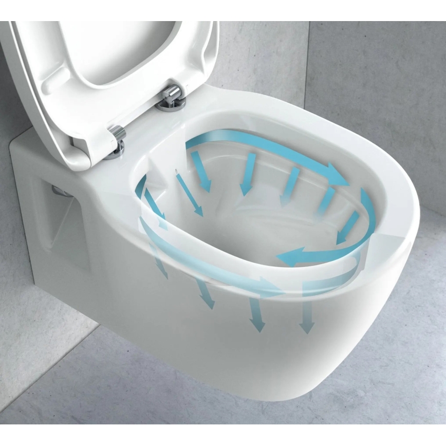 REA-C1400 - Inodoro suspendido con asiento CARTER RIMLESS, cerámica/blanco