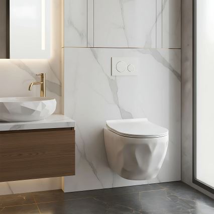 REA-C1652 - Inodoro suspendido GUSTAVO RIMLESS con asiento, cerámica/blanco
