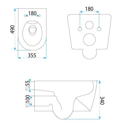 REA-C1652 - Inodoro suspendido GUSTAVO RIMLESS con asiento, cerámica/blanco