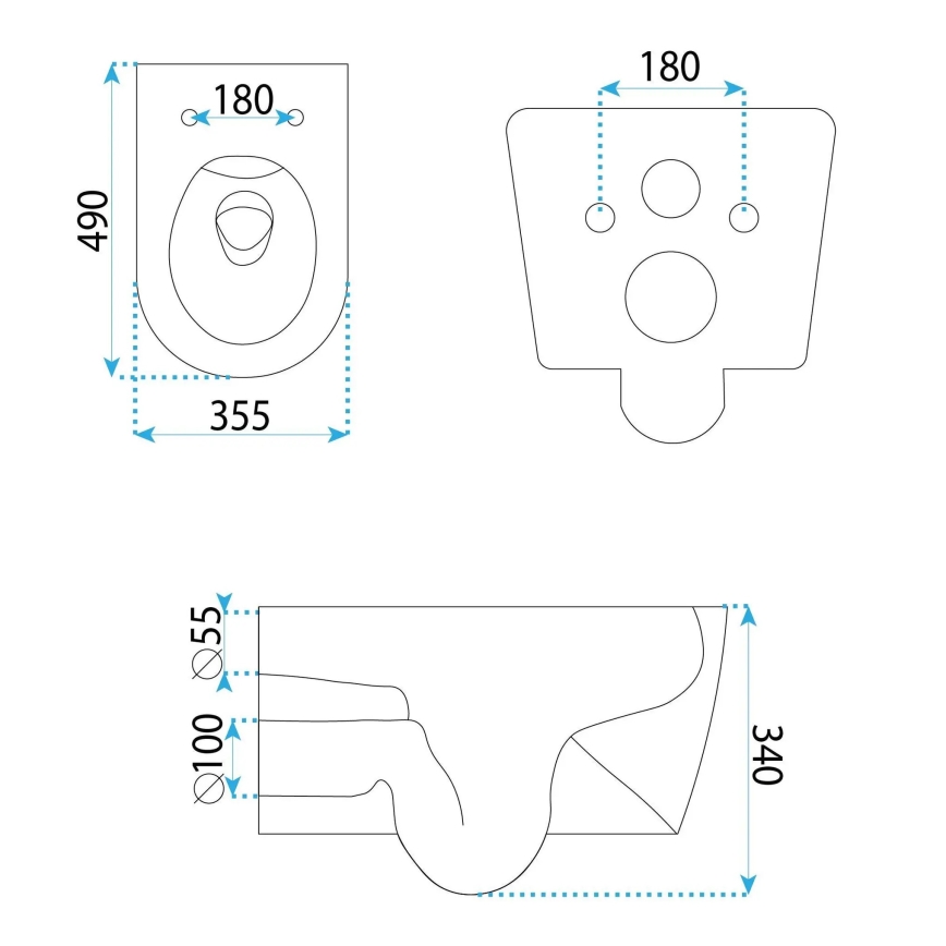 REA-C1652 - Inodoro suspendido GUSTAVO RIMLESS con asiento, cerámica/blanco