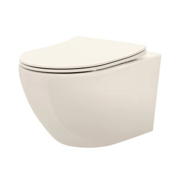 REA-C5500 - Inodoro suspendido con asiento CARLO MINI TORNADO RIMLESS cerámica/crema