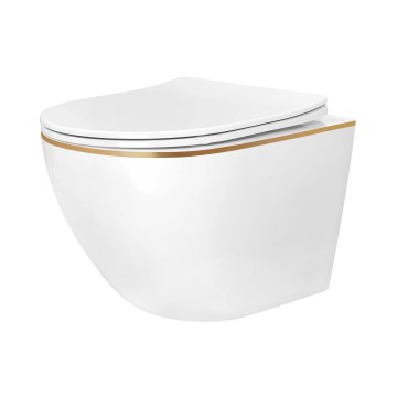 REA-C6806 - Inodoro suspendido con asiento CARLO MINI TORNADO RIMLESS cerámica/blanco/dorado