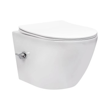 REA-C9701 - Inodoro suspendido CARLO LUX con rociador de bidé y asiento, cerámica/blanco