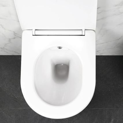 REA-C9701 - Inodoro suspendido CARLO LUX con rociador de bidé y asiento, cerámica/blanco