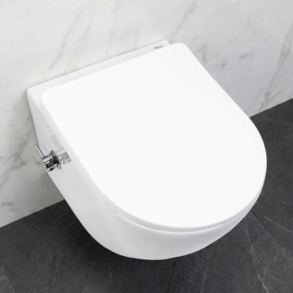 REA-C9701 - Inodoro suspendido CARLO LUX con rociador de bidé y asiento, cerámica/blanco