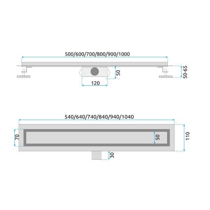 REA-G2501 - Canaleta de desagüe NEOX de 60 cm, acero inoxidable