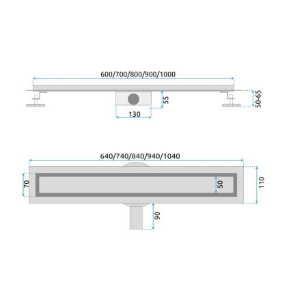 REA-G2702 - Canaleta de desagüe NEOX PRO 70 cm acero inoxidable/oro cepillado