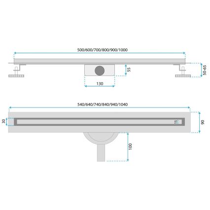 REA-G2714 - Canaleta de desagüe NEOX SLIM 70 cm acero inoxidable/dorado cepillado
