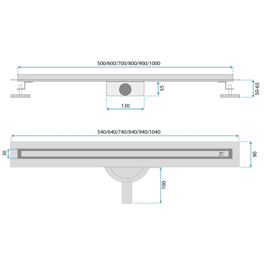 REA-G2714 - Canaleta de desagüe NEOX SLIM 70 cm acero inoxidable/dorado cepillado