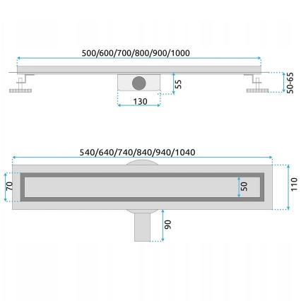 REA-G5806 - Canaleta de desagüe NEOX PRO 50 cm níquel