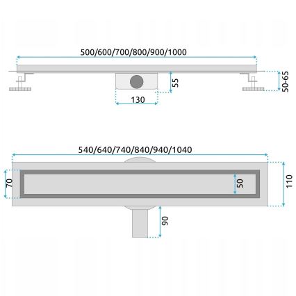 REA-G5811 - Desagüe lineal NEOX PRO 100 cm, acabado níquel