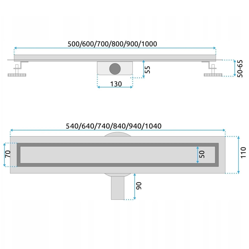 REA-G5811 - Desagüe lineal NEOX PRO 100 cm, acabado níquel