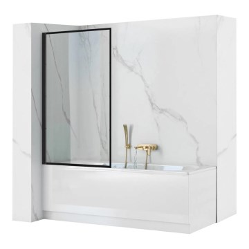 REA-K7390 - Mampara de bañera LAGOS 140x80 cm negra/transparente