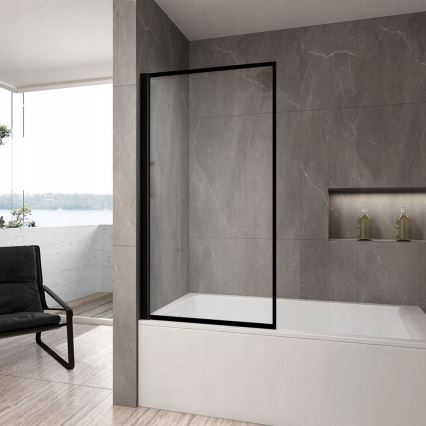 REA-K7390 - Mampara de bañera LAGOS 140x80 cm negra/transparente