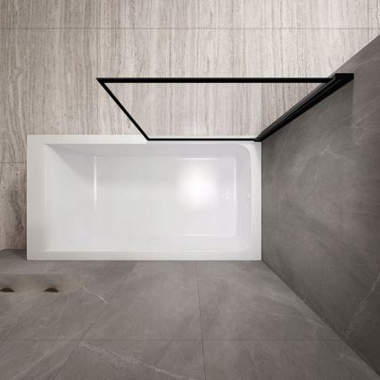 REA-K7390 - Mampara de bañera LAGOS 140x80 cm negra/transparente