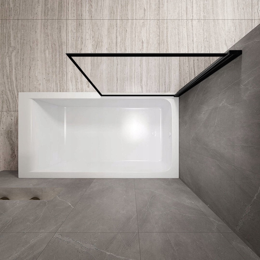 REA-K7390 - Mampara de bañera LAGOS 140x80 cm negra/transparente